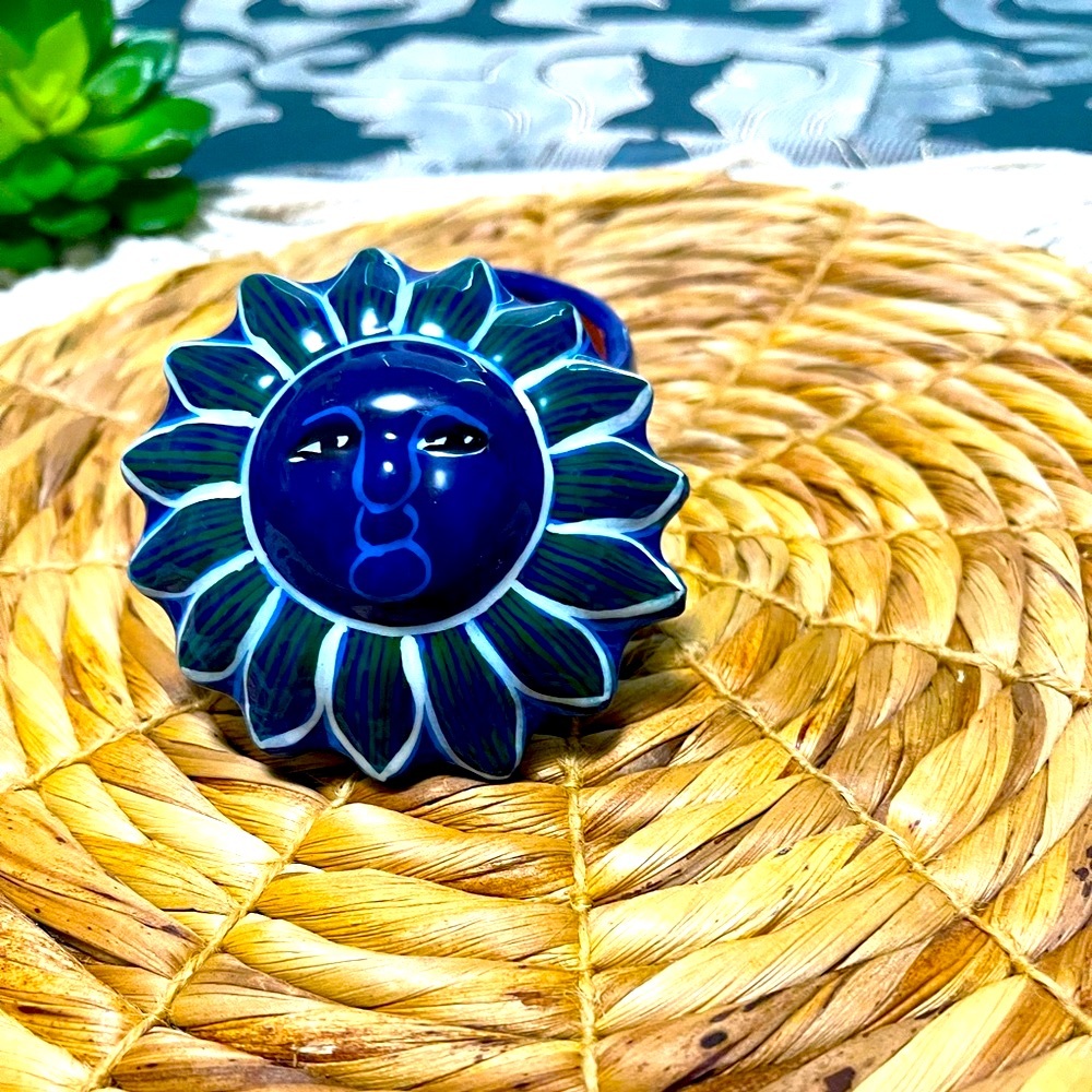 Trinket box- Hand Painted Sun Terracotta Trinket Dish